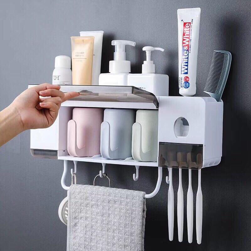 Giá để đồ nhà tắm kèm dụng cụ nhả kem đánh răng